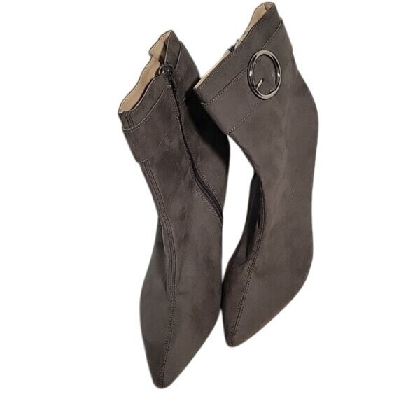 FOREVER 21 Gray Faux Suede Pointed Toe High Heel Ankle Boots 10 bohemian chic - Picture 7 of 7